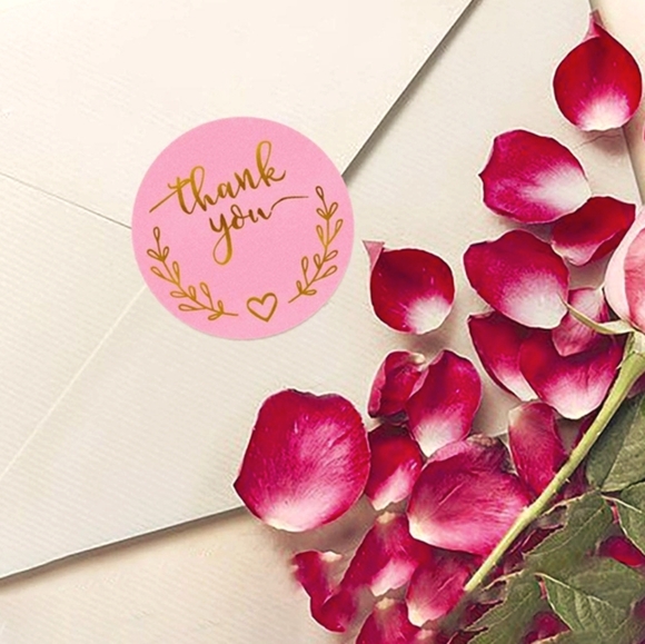 200 THANK YOU Pink Stickers 1" - Picture 2 of 5